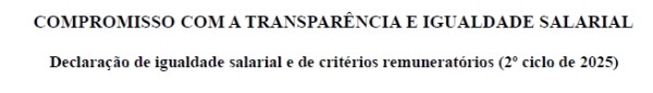 Declaração de Igualdade Salarial 2° ciclo de 2025